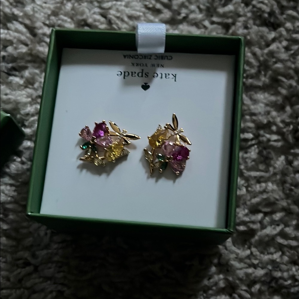Kate Spade Pink and Gold Cluster Earrings